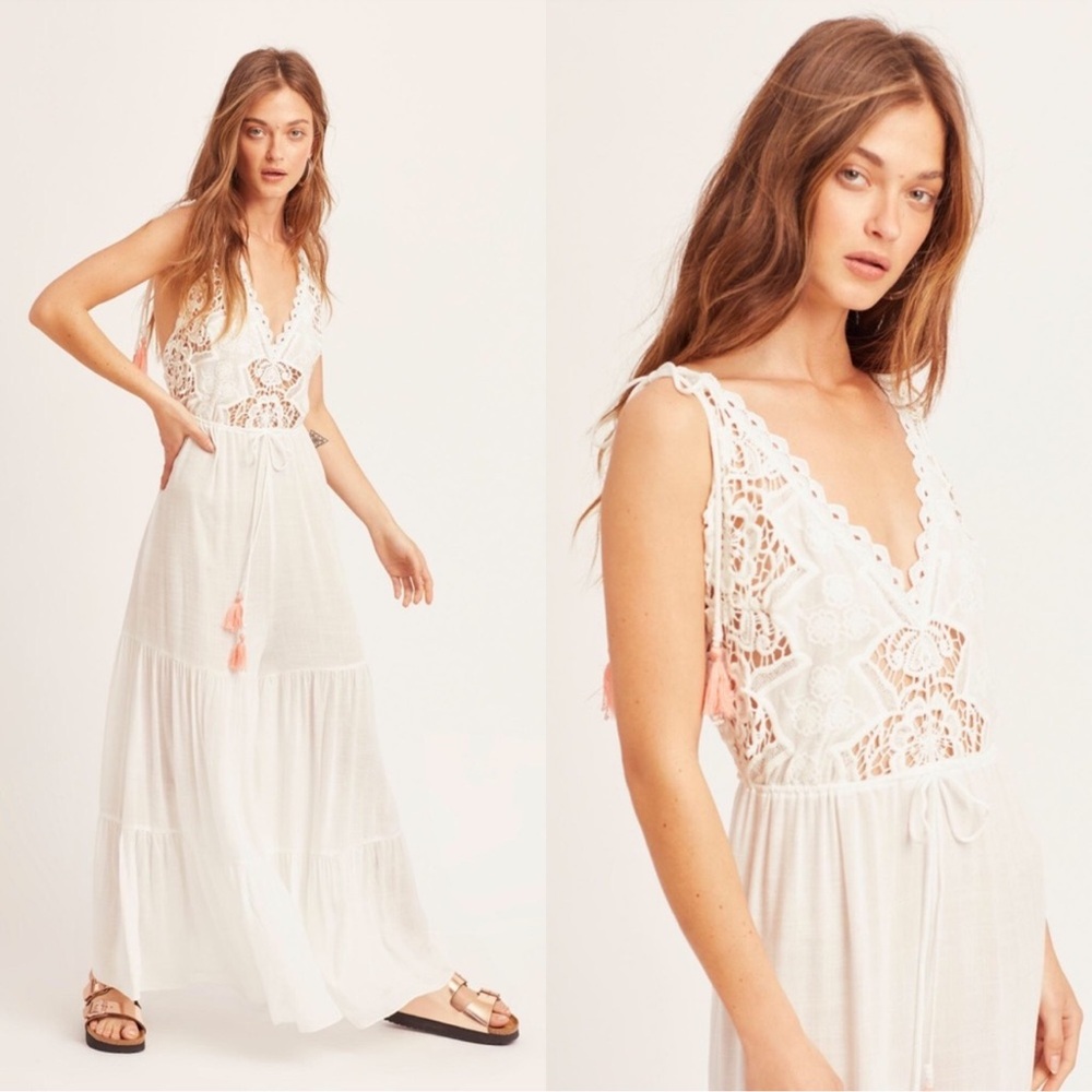 Free People Intimately Sunshine Coast Jumpsuit Lace Pant Halter